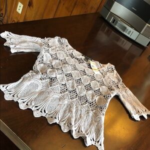 INC International Concepts Crochet Openwork Top in Light Lavender